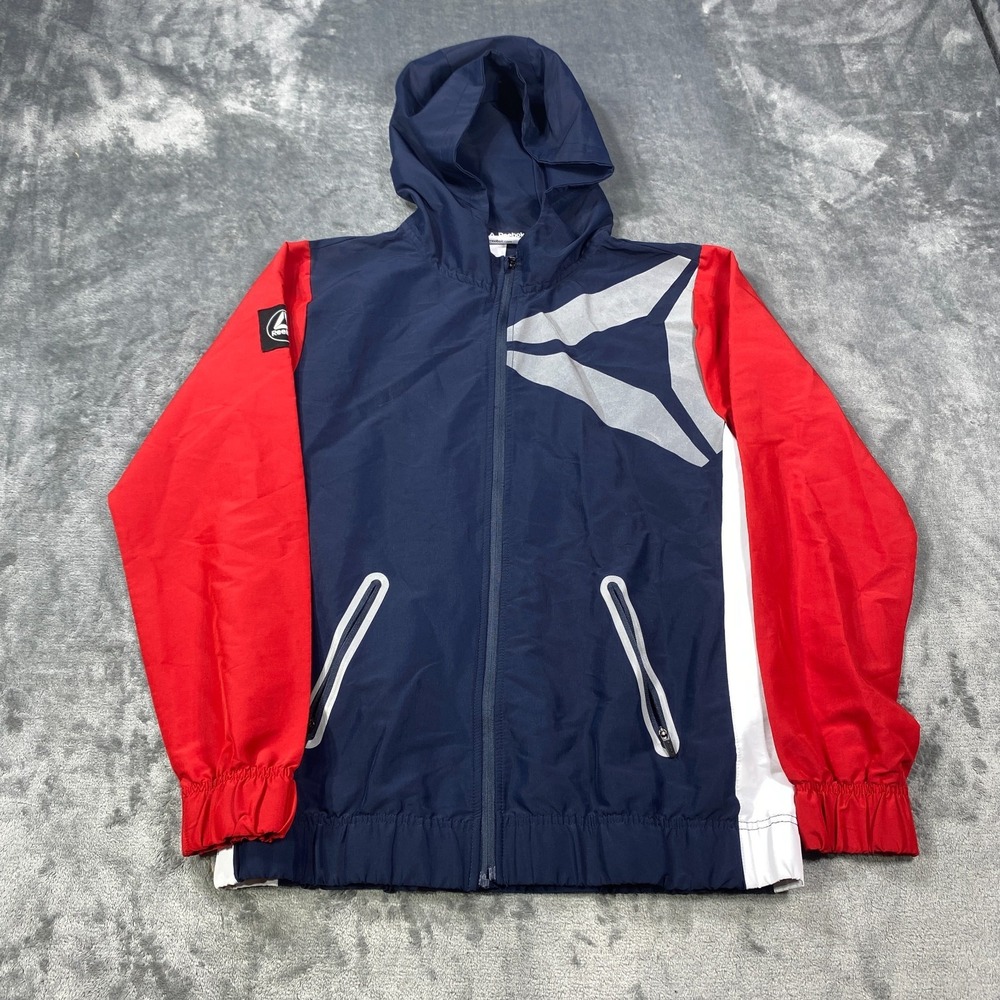 Reebok Hoodie Youth XL Extra Large Blue Windbreaker Long Sleeve Lightweight Boys